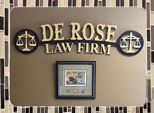 Exterior office sign DeRose Law Firm